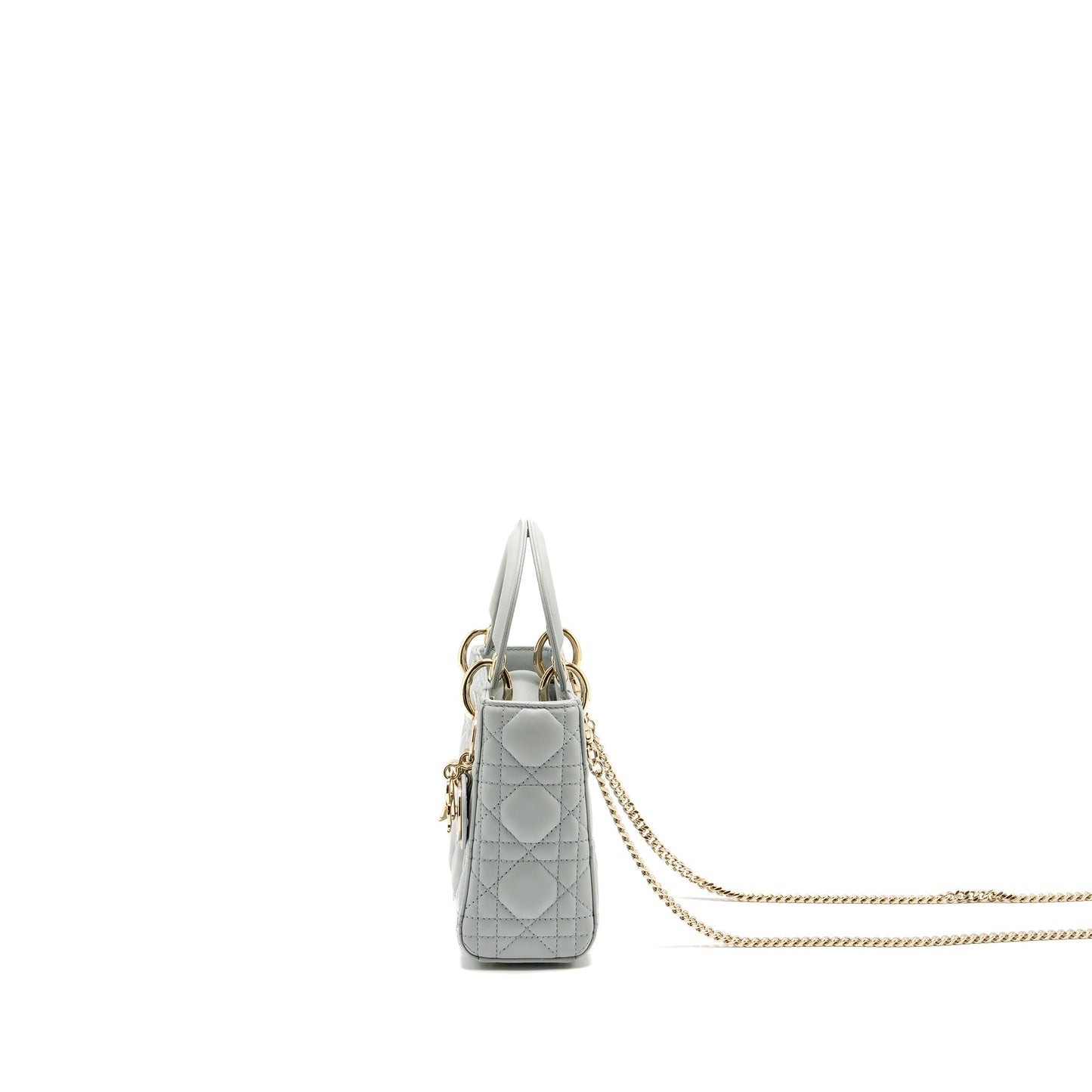 Luxury Dior Mini Lady Luxury Dior Lambskin Light Blue LGHW