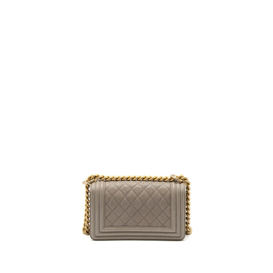 Chanel Small Boy Bag Caviar Light Grey GHW