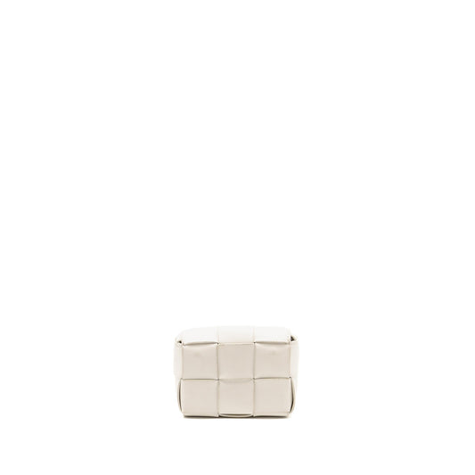 Bottega Veneta Intreccio Cassette Mini Bag Lambskin White