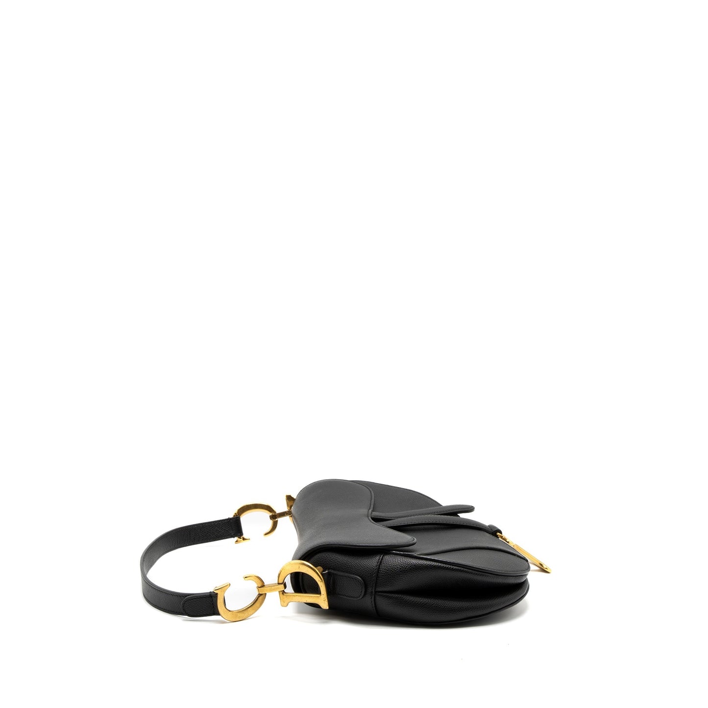 Luxury Dior Medium Saddle Bag Grained Calfskin Black GWH