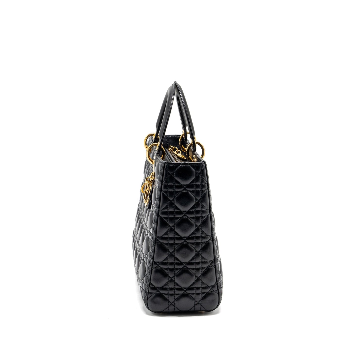 Luxury Dior Large Lady Luxury Dior Lambskin Black GHW
