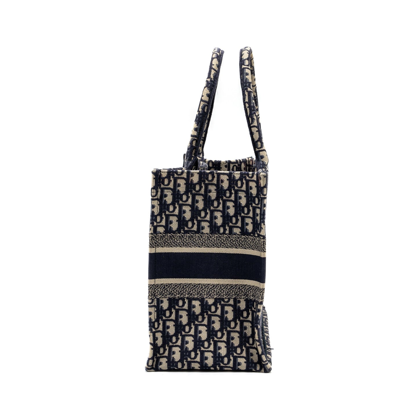 Luxury Dior medium book tote blue oblique emboidery