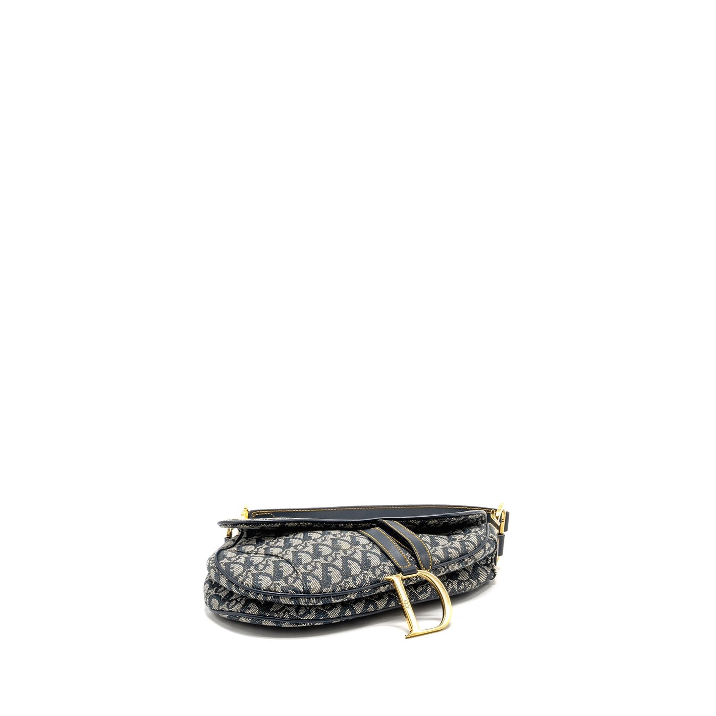 Luxury Dior Vintage Saddle Bag Canvas / Leather Blue/Multicolour GHW