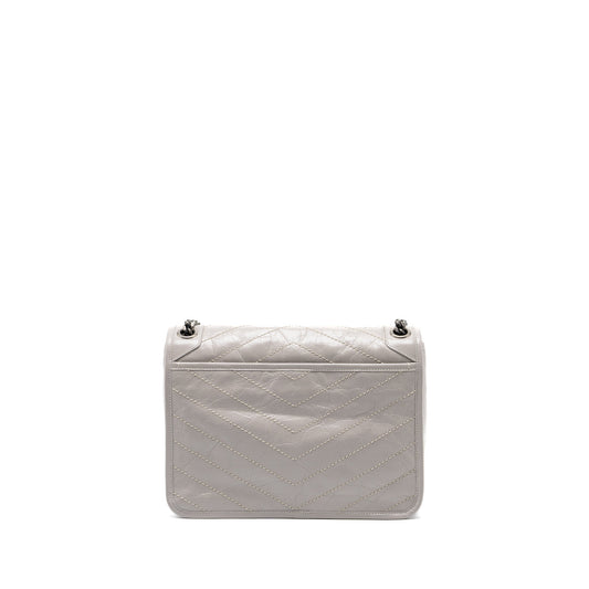 Saint Laurent Medium Niki Bag Calfskin Grey Ruthenium Hardware