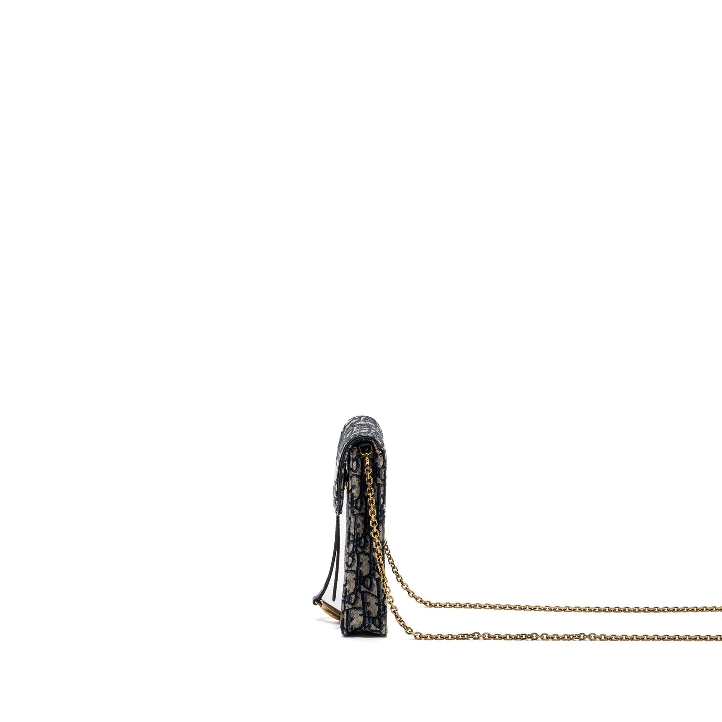 Luxury Dior SADDLE PHONE HOLDER WITH CHAIN OBLIQUE JACQUARD CANVAS BLUE GHW