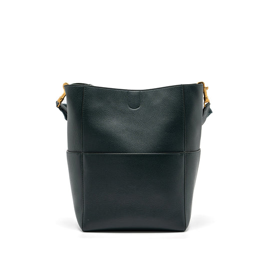 Celine Sangle bucket bag calfskin dark green GHW
