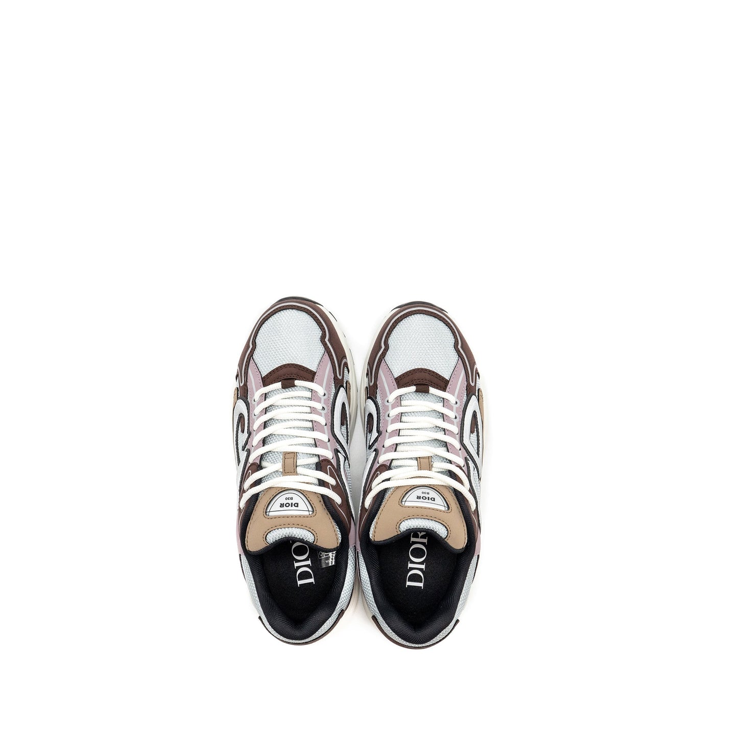 Luxury Dior Size 40 B30 Low Trainers Technical Mesh/Calfskin Grey/Brown