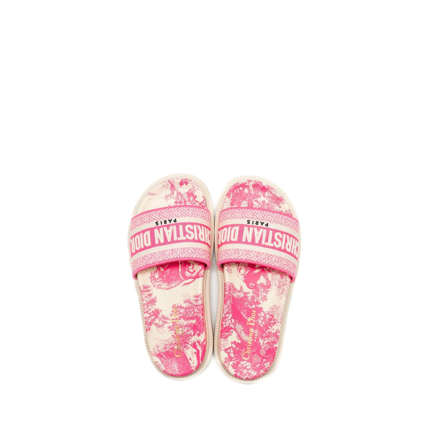 Luxury Dior size 37.5 Sandals Embroidered Cotton/ Rubber Pink