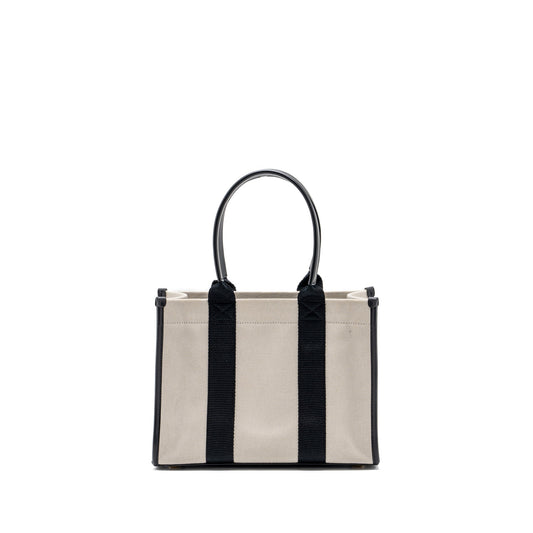 BALENCIAGA Small Tote Bag Canvas/ Leather Black/White GHW