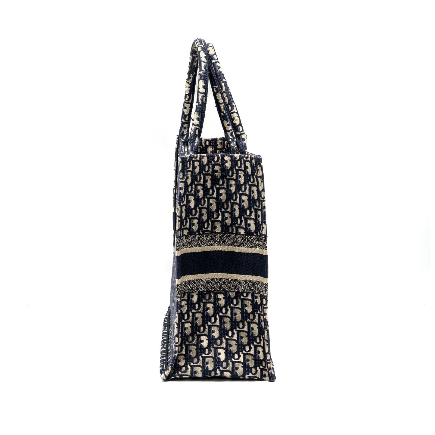 Luxury Dior Large Book Tote Blue Luxury Dior Oblique Embroidery