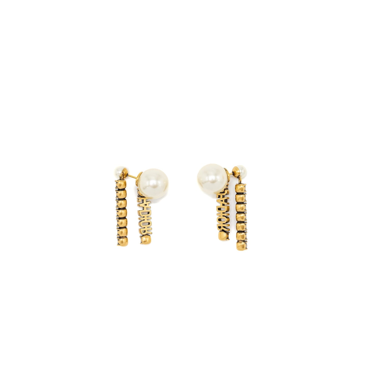 Luxury Dior pearl and letter drop earrings gold tone