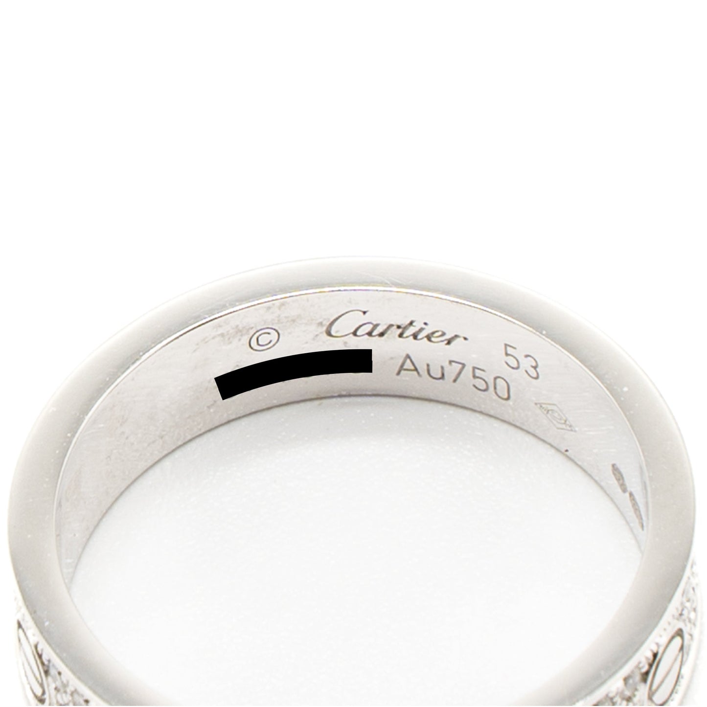 Cartier Size 53 Love Wedding Band White Gold Diamonds