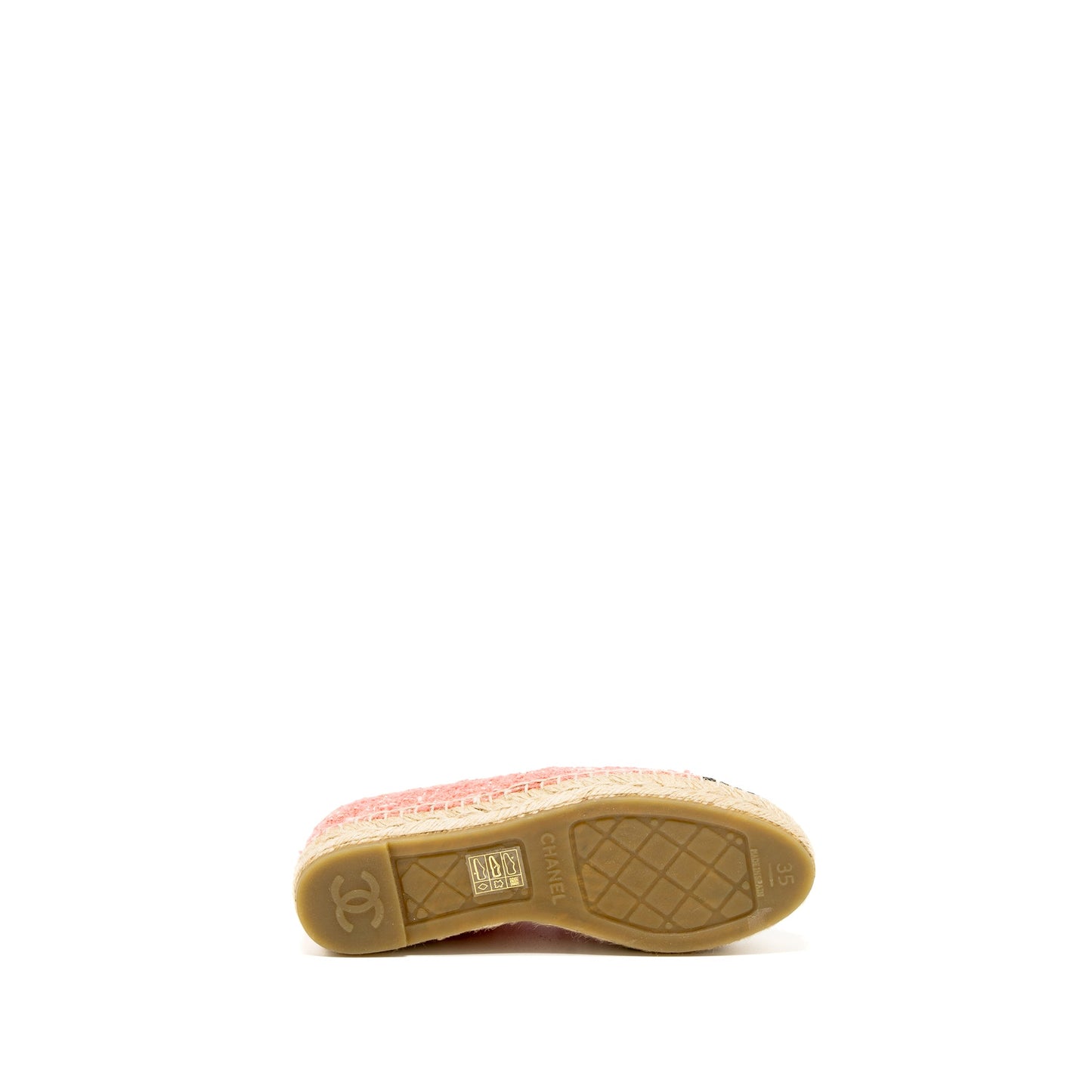 Chanel Size 35 Espadrilles Cotton/Tweed Pink/Black