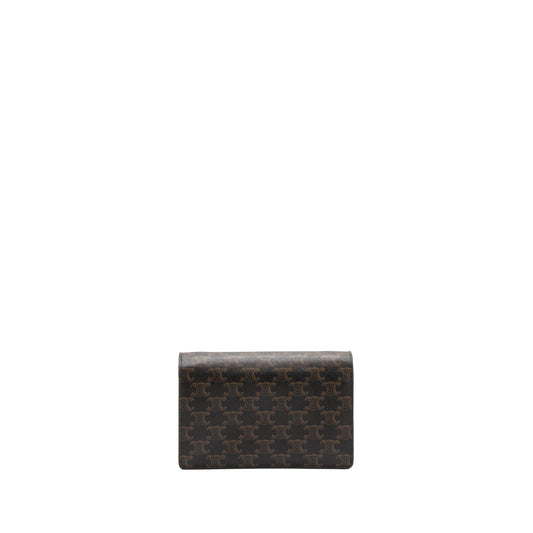 Celine Wallet On Strap Triomphe Canvas/Smooth Lambskin Tan GHW