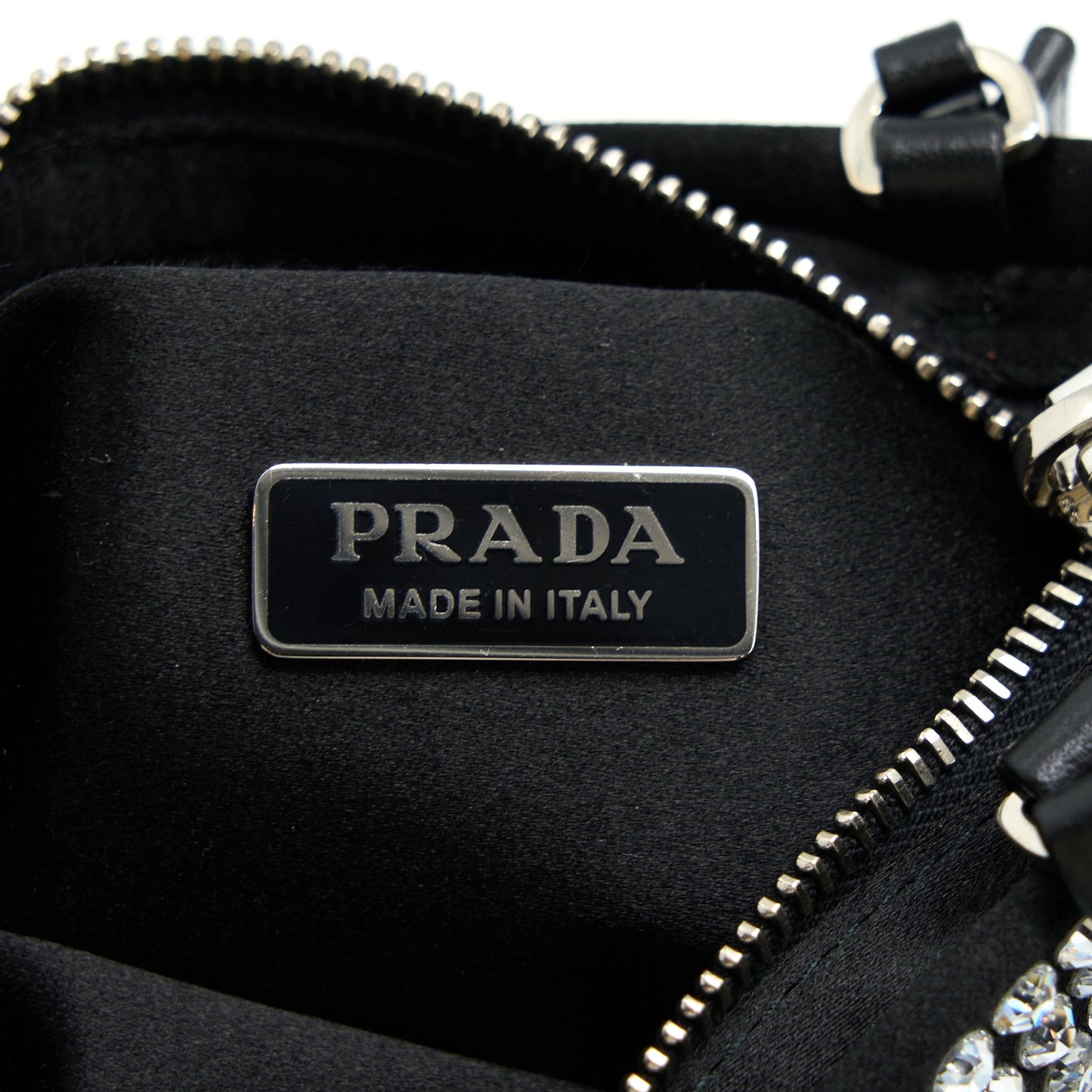 Prada Crystal Satin Handbag With Crystal Black SHW