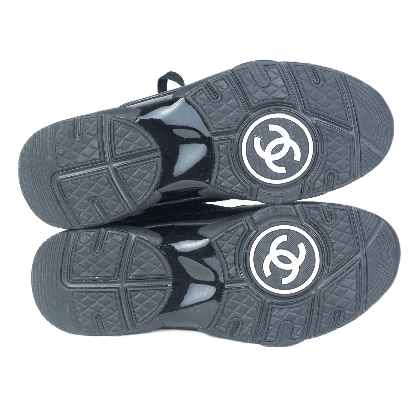 Chanel Black and White CC Logo Trainers in Suede and Calfskin