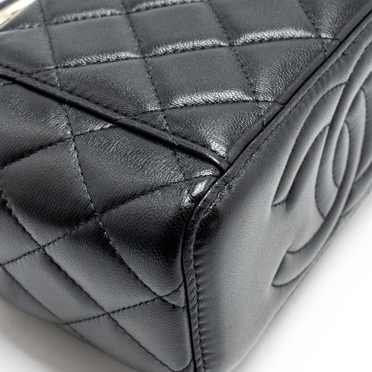 Chanel Top Handle Long Vanity Case Lambskin BLACK LGHW (Microchip)
