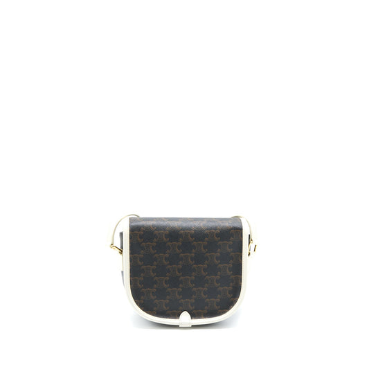 Celine Medium Folco Bag Triomphe Canvas/White LGHW