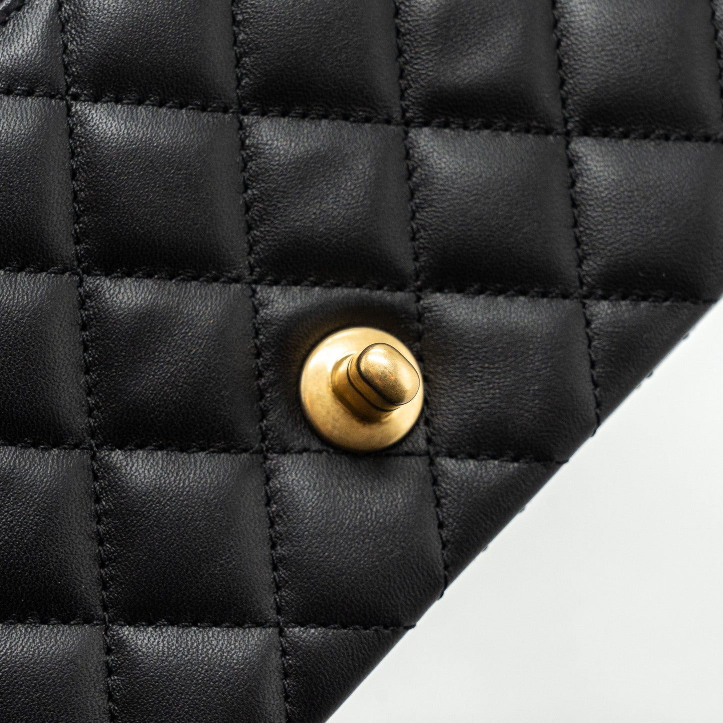 Chanel 23k Pearl Crush Mini Rectangular Flap Bag Lambskin Black Brushed GHW(Microchip)