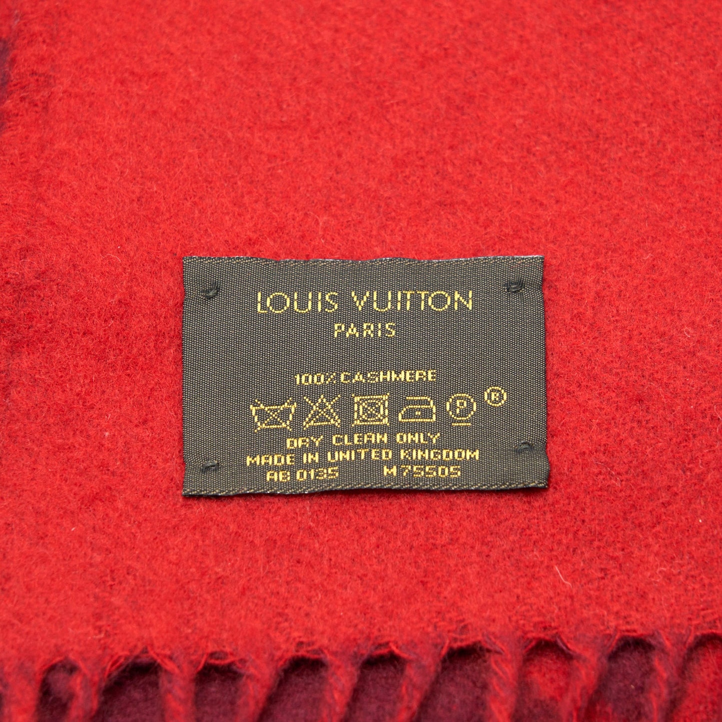 Louis Vuitton 100% Cashmere Reykjavik Scarf Red