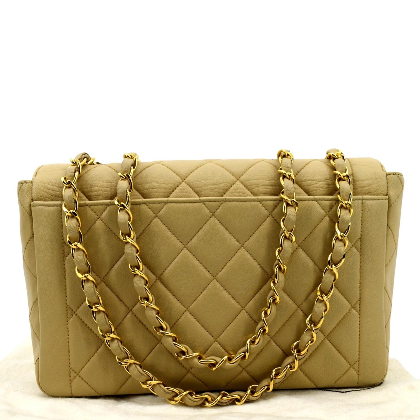 Luxury Chanel Medium Quilted Lambskin Leather Flap Shoulder Bag Beige