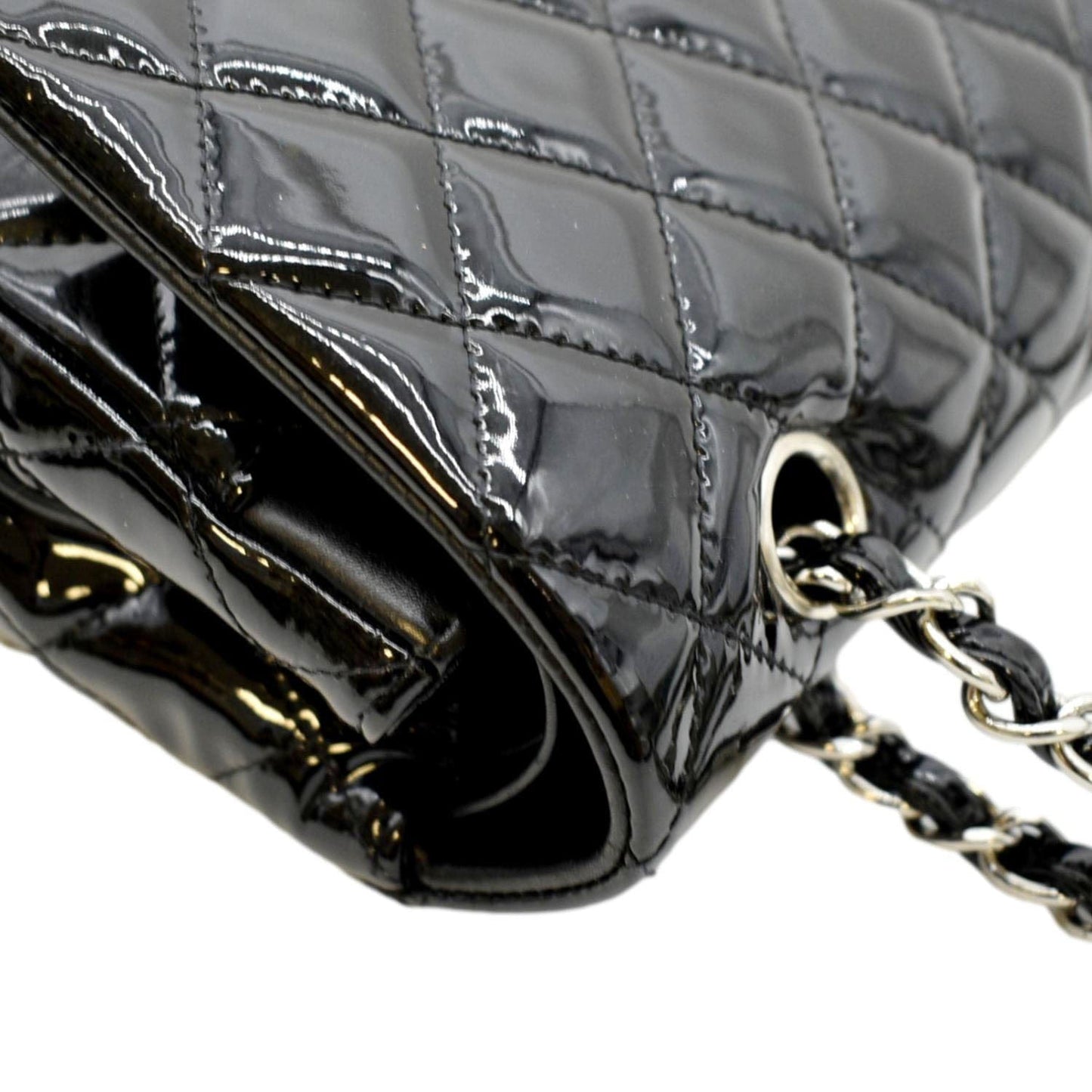 Luxury Chanel Medium Flap Patent Leather Shoulder Bag Black