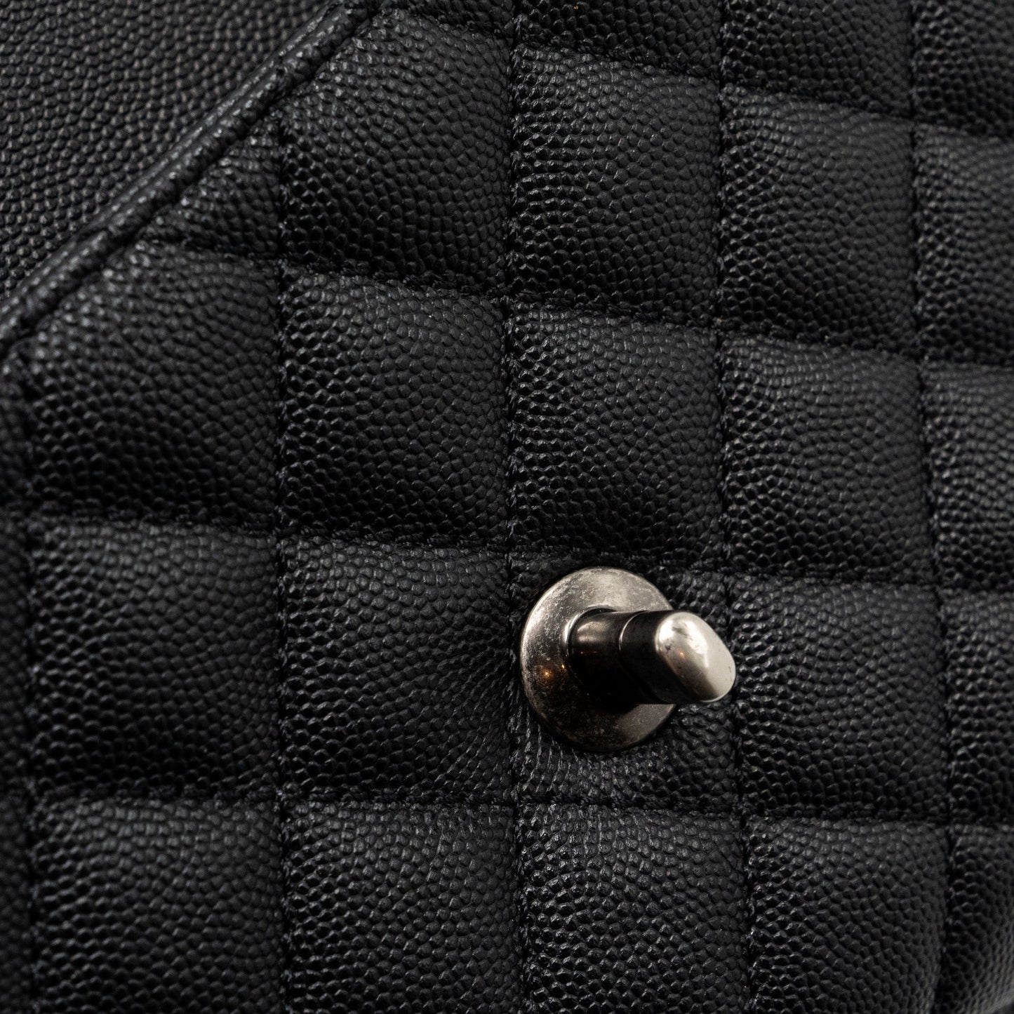 Chanel small coco handle caviar / lizard handle black ruthenium hardware