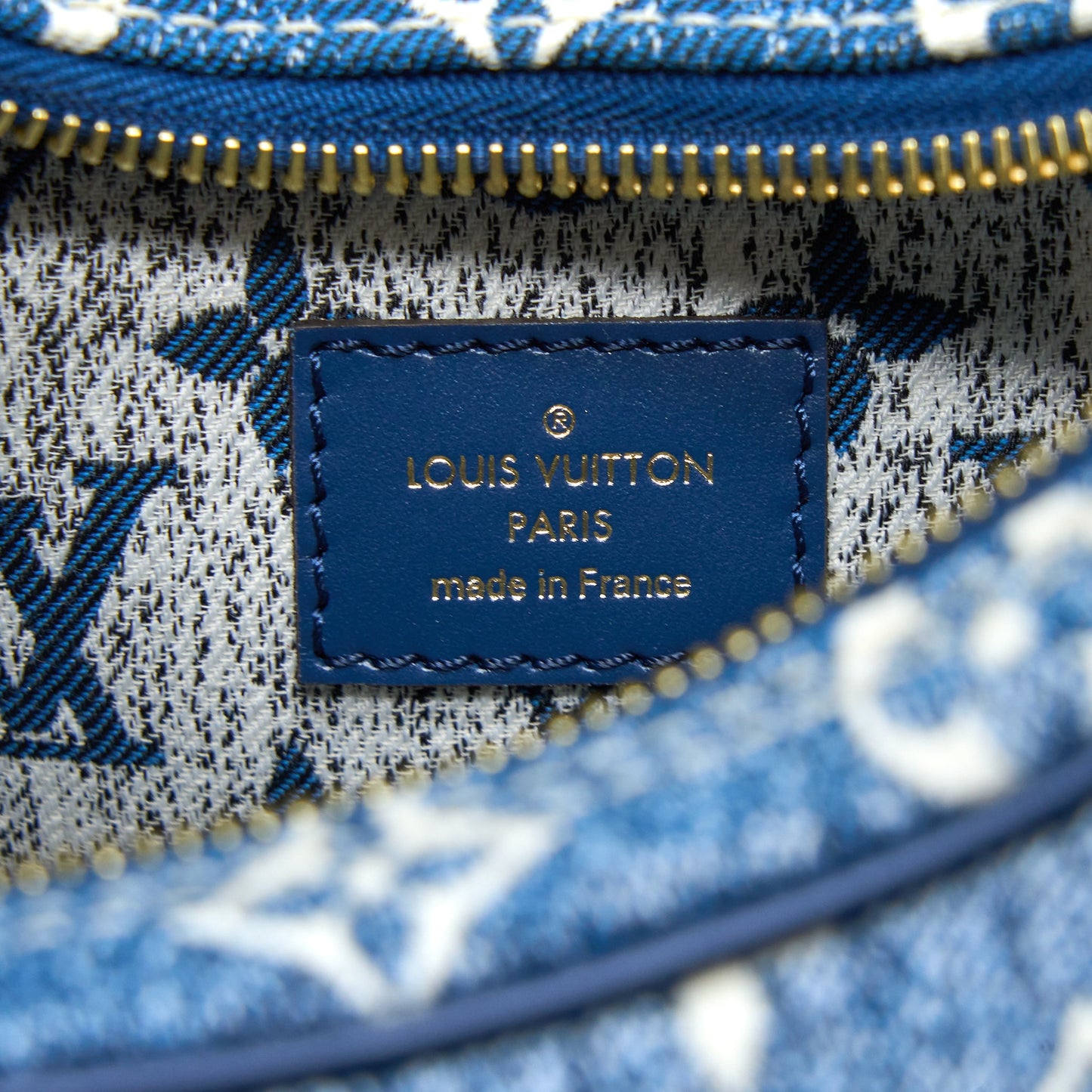 Louis Vuitton Half-Moon Loop Baguette Handbag Denim Blue GHW (New Version)
