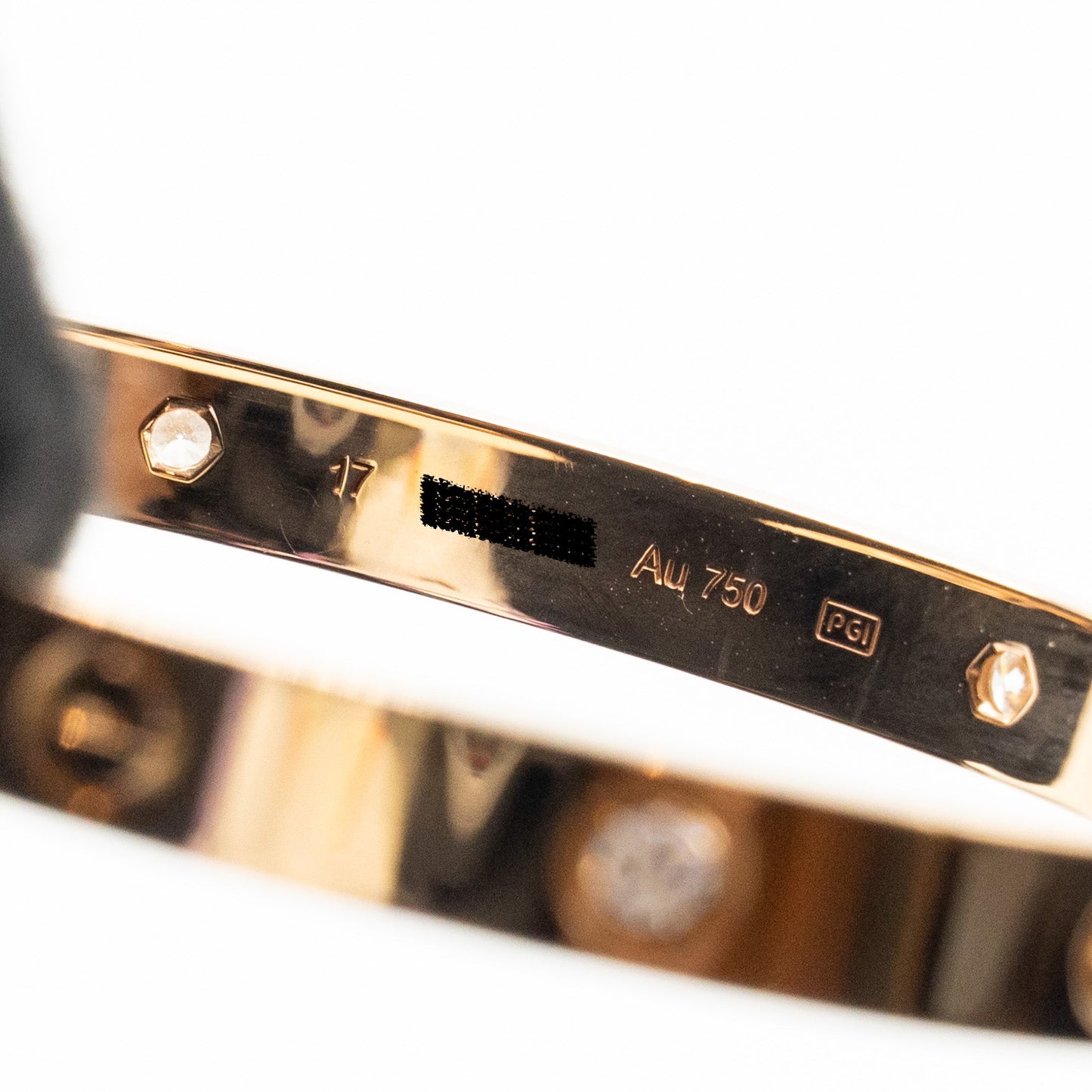 Catier Size 17 Love Bracelet Rose Gold 4 Diamonds