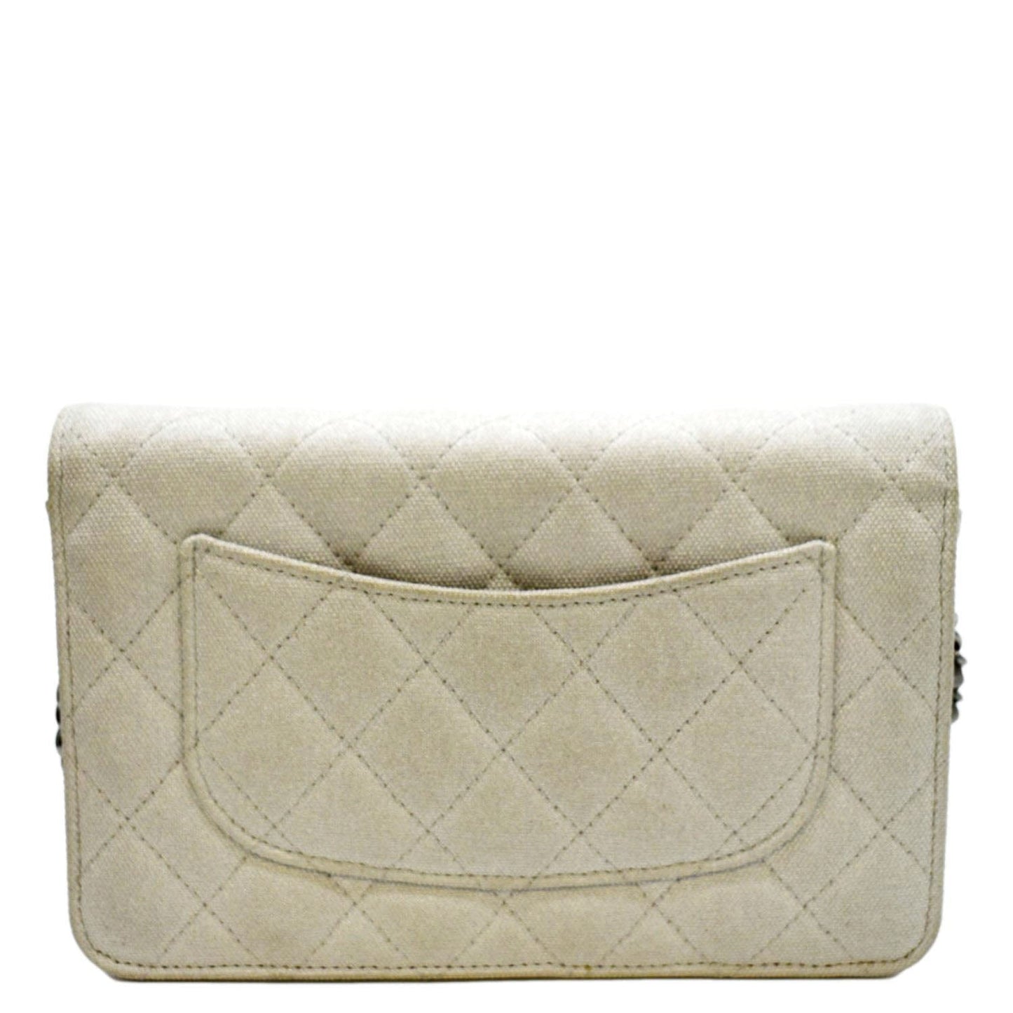 Luxury Chanel Classic 2.55 Reissue Space Charm Quilted Canvas WOC Crossbody Bag Light Grey