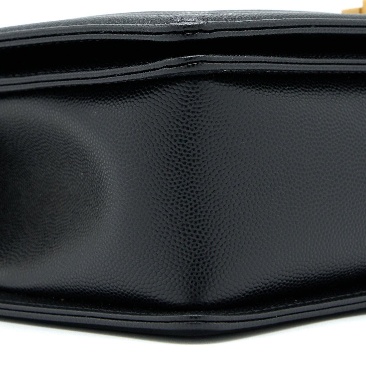 Chanel Medium Boy Bag Caviar Black Brushed GHW (Microchip)