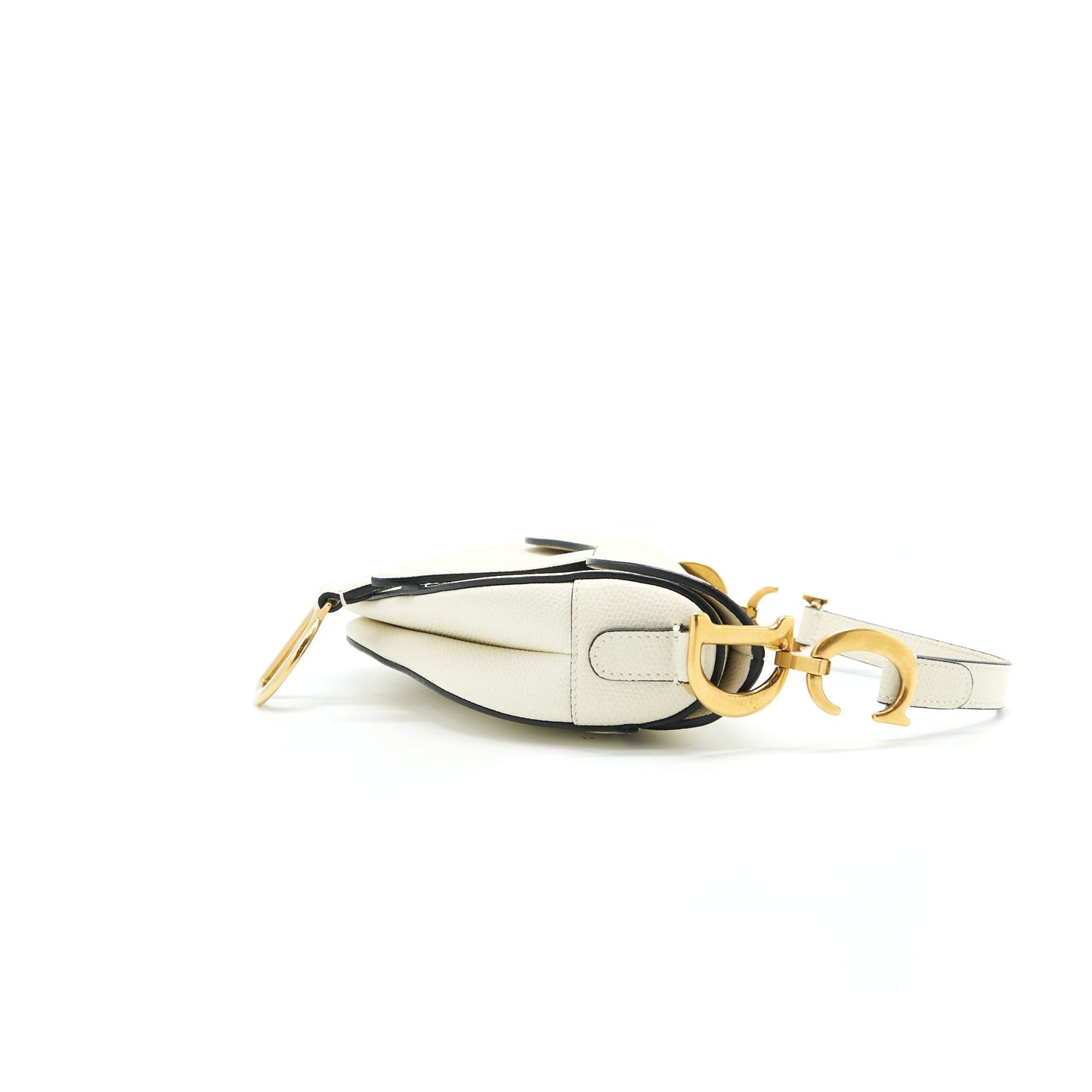 Luxury Dior Small Saddle Bag White GHW