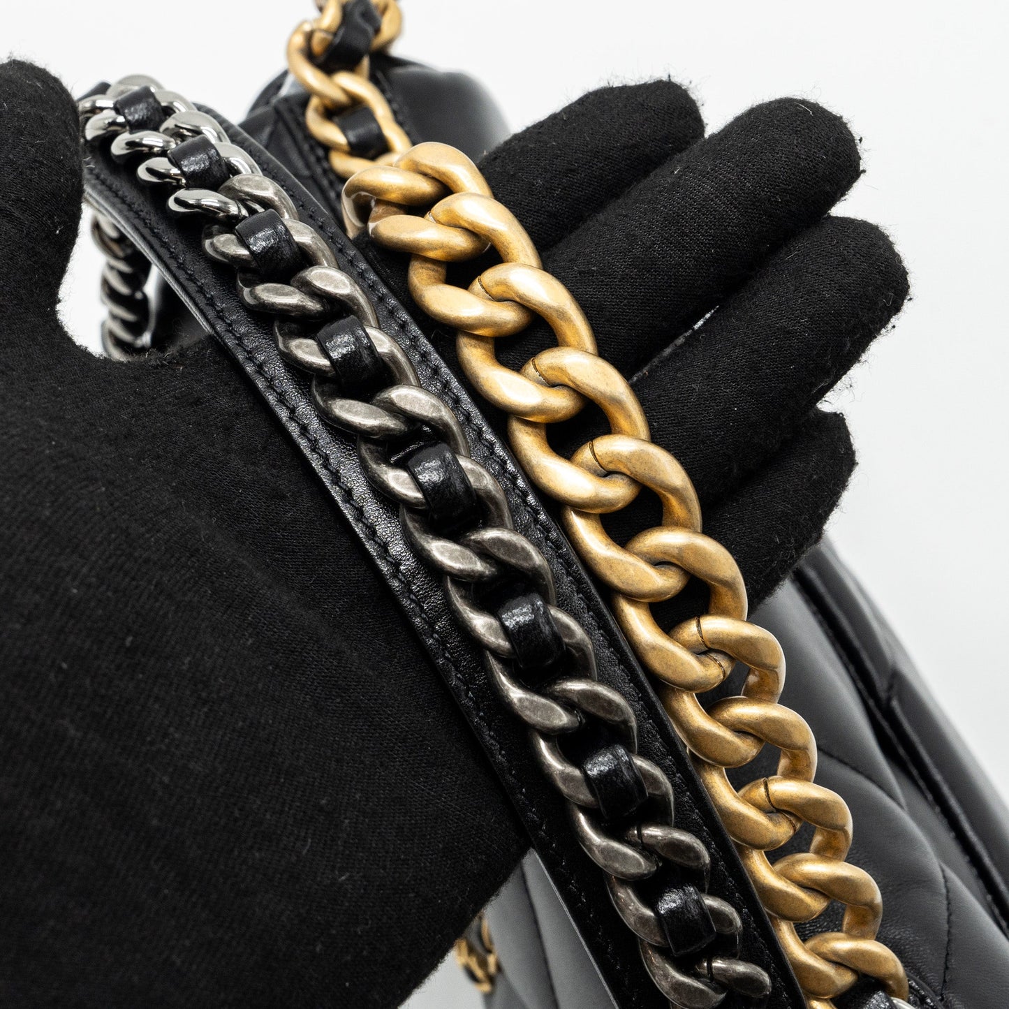 Chanel small 19 bag lambskin black multicolour hardware (microchip)
