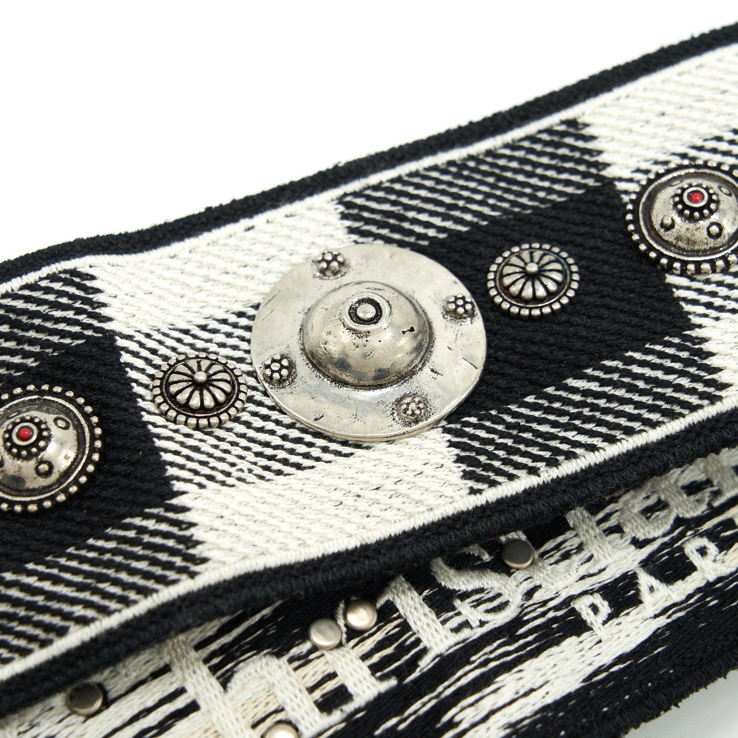 Luxury Dior Shoulder strap Black/ White with Metal Medallions