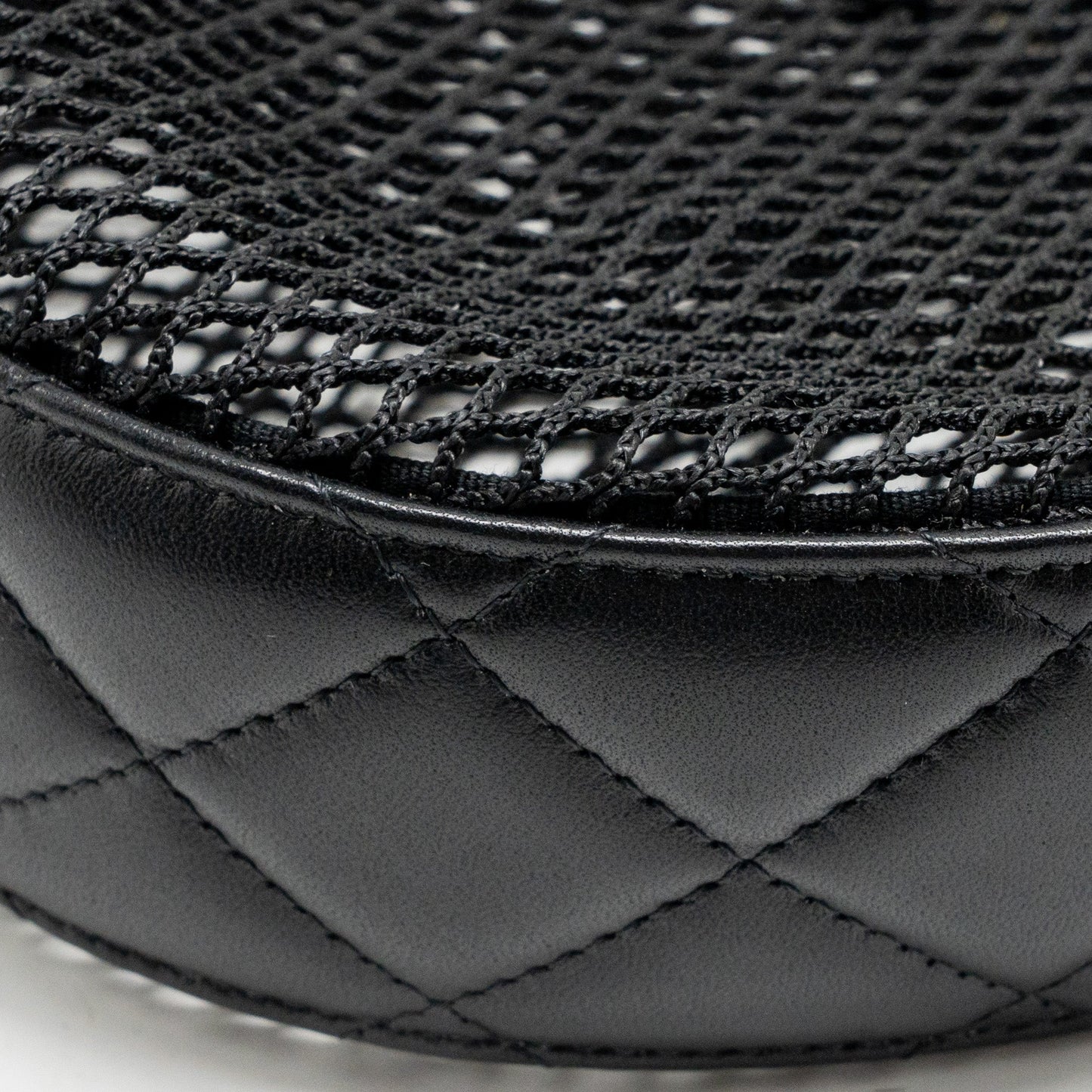 Chanel 25S half moon clutch with chain mesh / lambskin black LGHW (microchip)