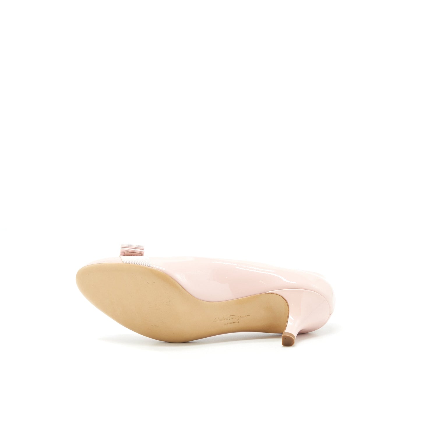 Ferragamo Size 6.5C Carla Pumps 5cm Patent Light Pink