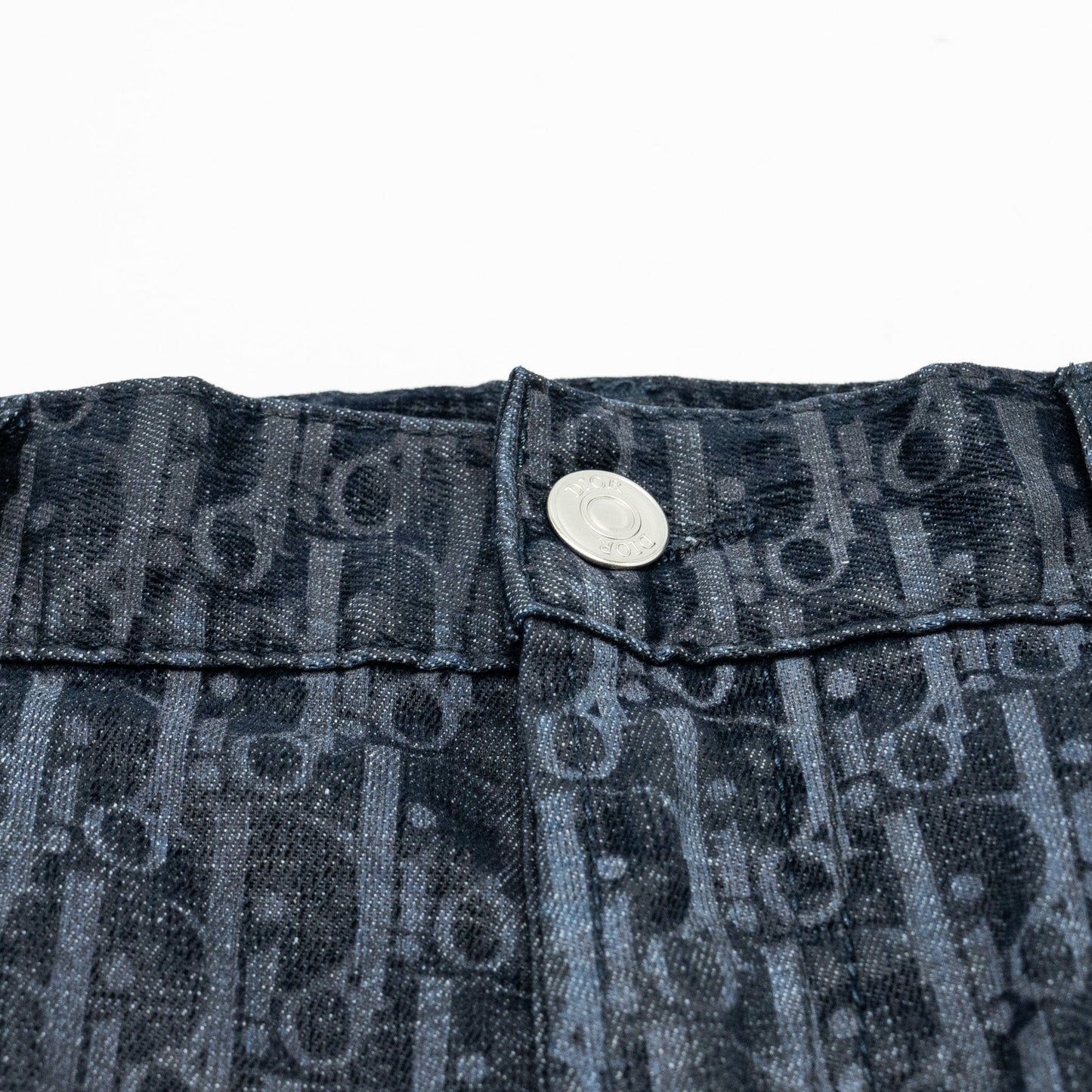 Luxury Dior Size 33 Pants Oblique Jacquard Velvet/Denim Navy