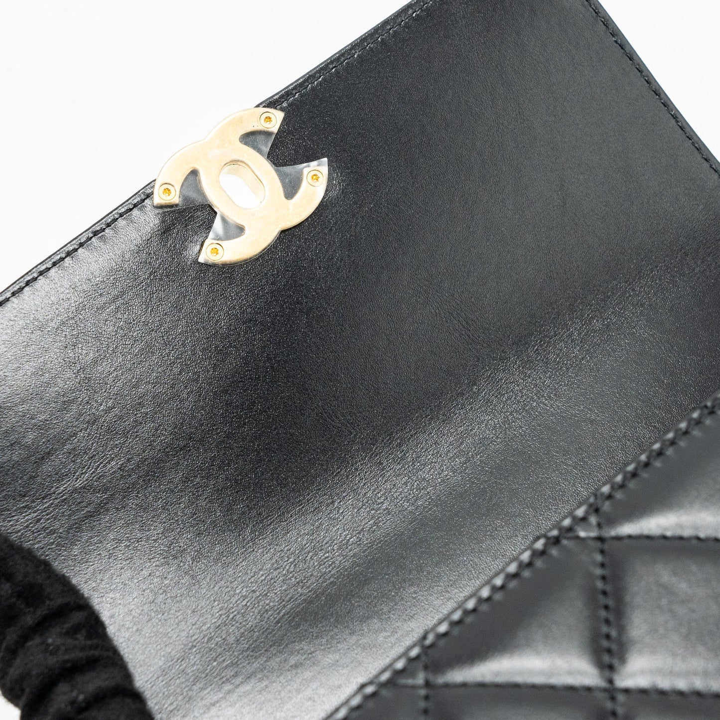 Chanel 24c Gold Crush Mini Flap Bag Calfskin Black GHW (Microchip)