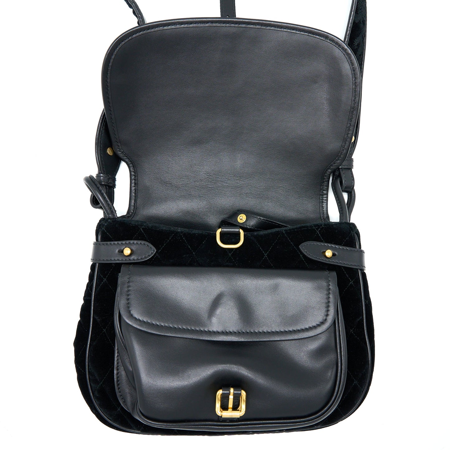Prada Corsaire Hobo Bag Velvet/Leather Black GHW