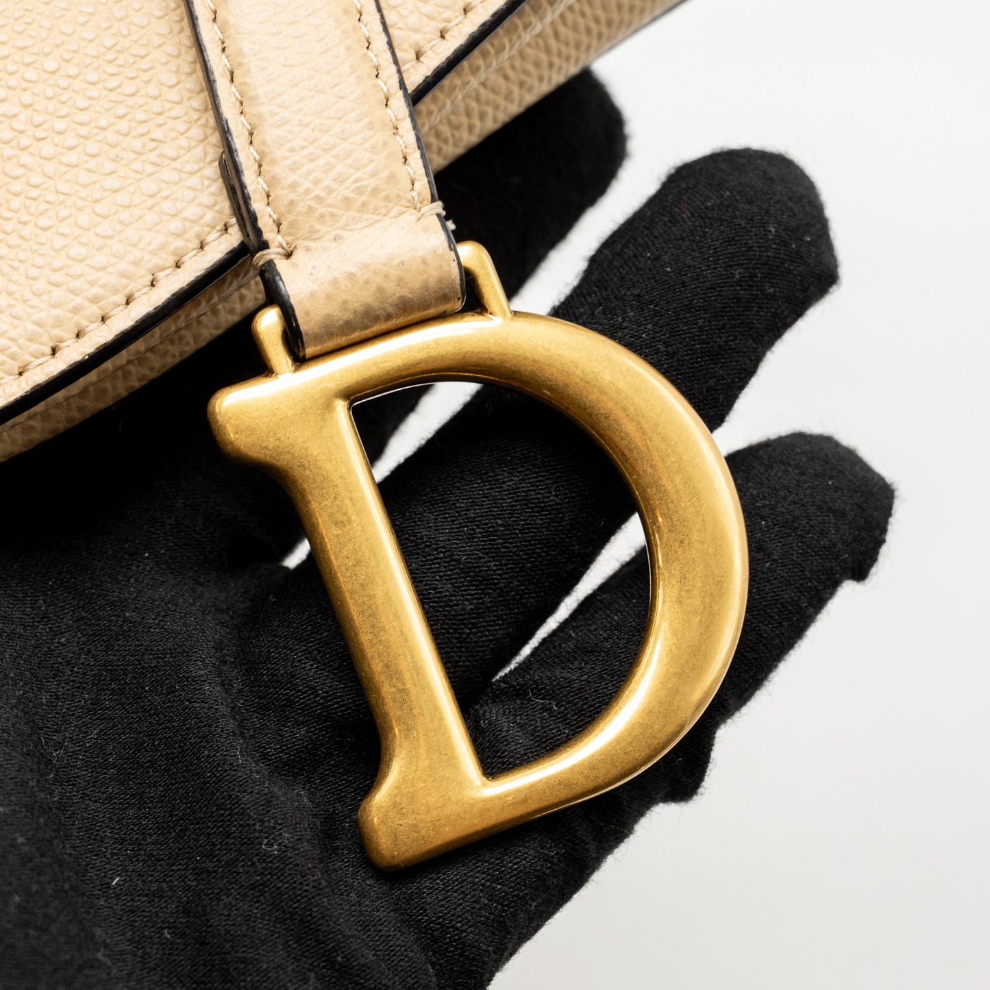 Dior Mini Saddle Bag Calfskin Beige GHW