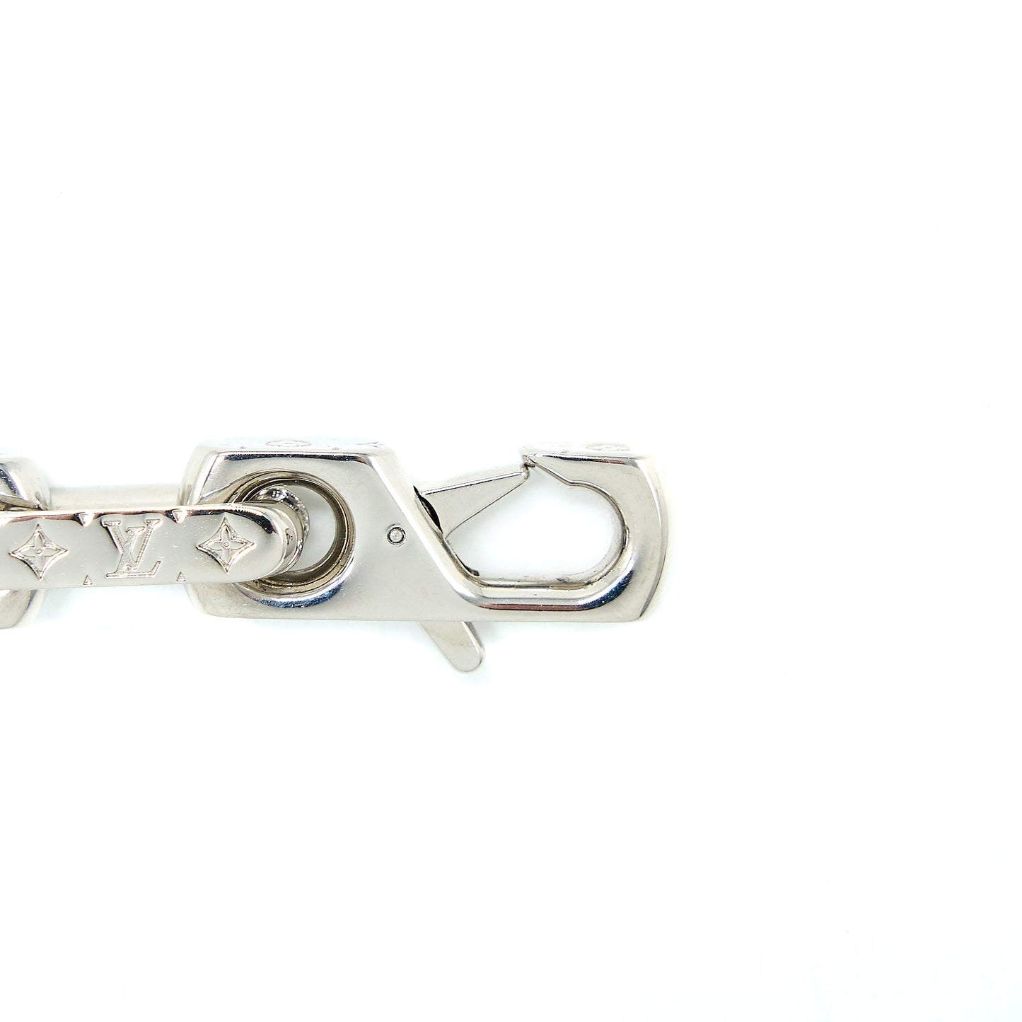 Louis Vuitton Chain Bracelet Engraved Monogram Silver Tone