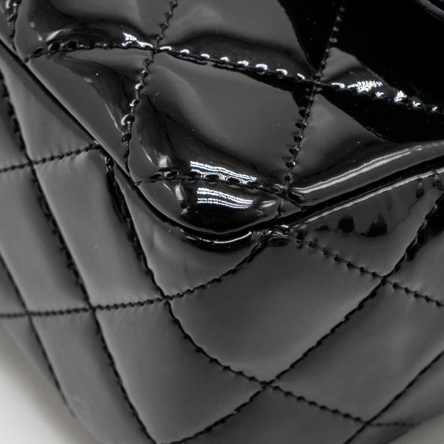 Chanel Mini Rectangular flap bag patent leather black GHW