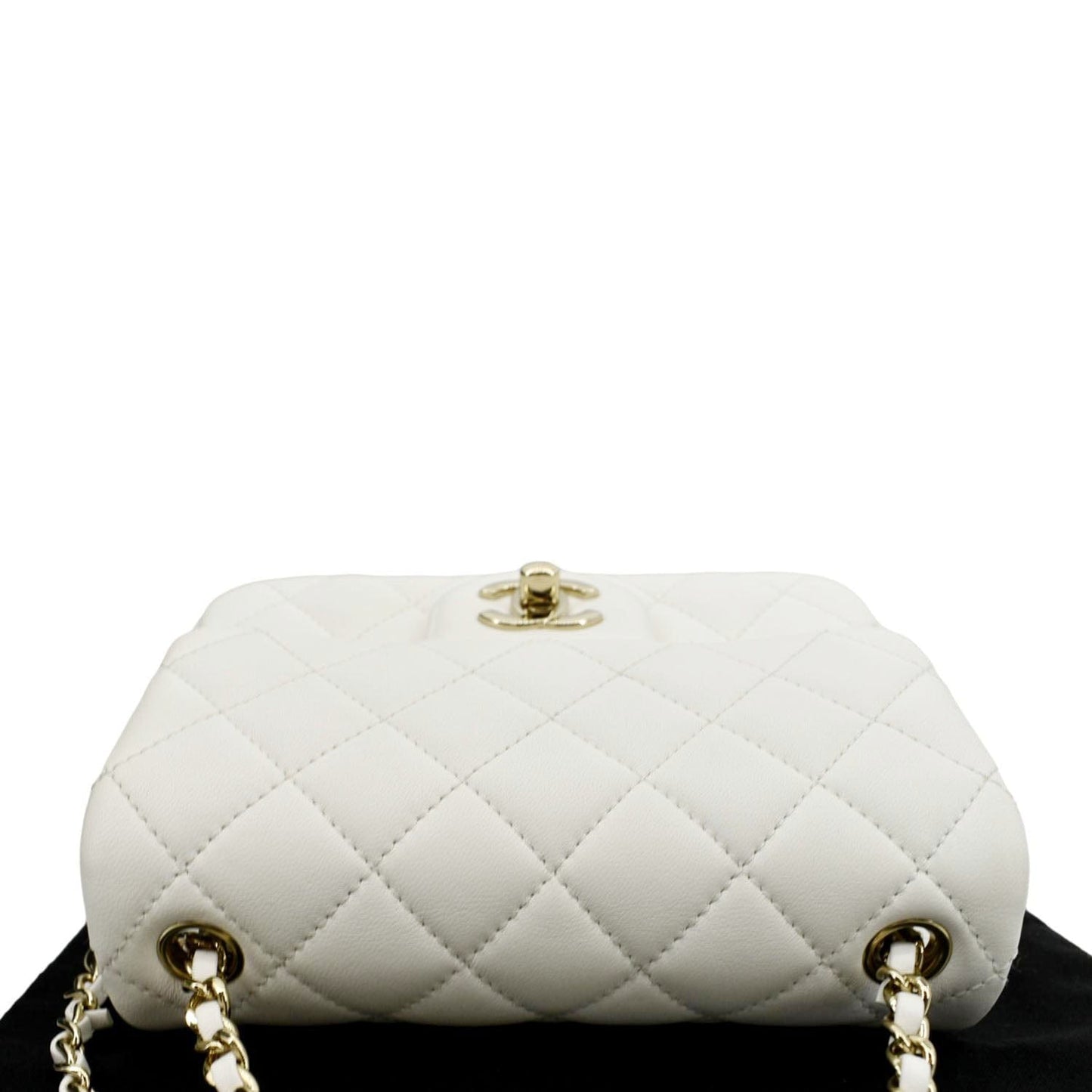 Luxury Chanel Pearl Crush Mini Square Flap Leather Crossbody Bag White