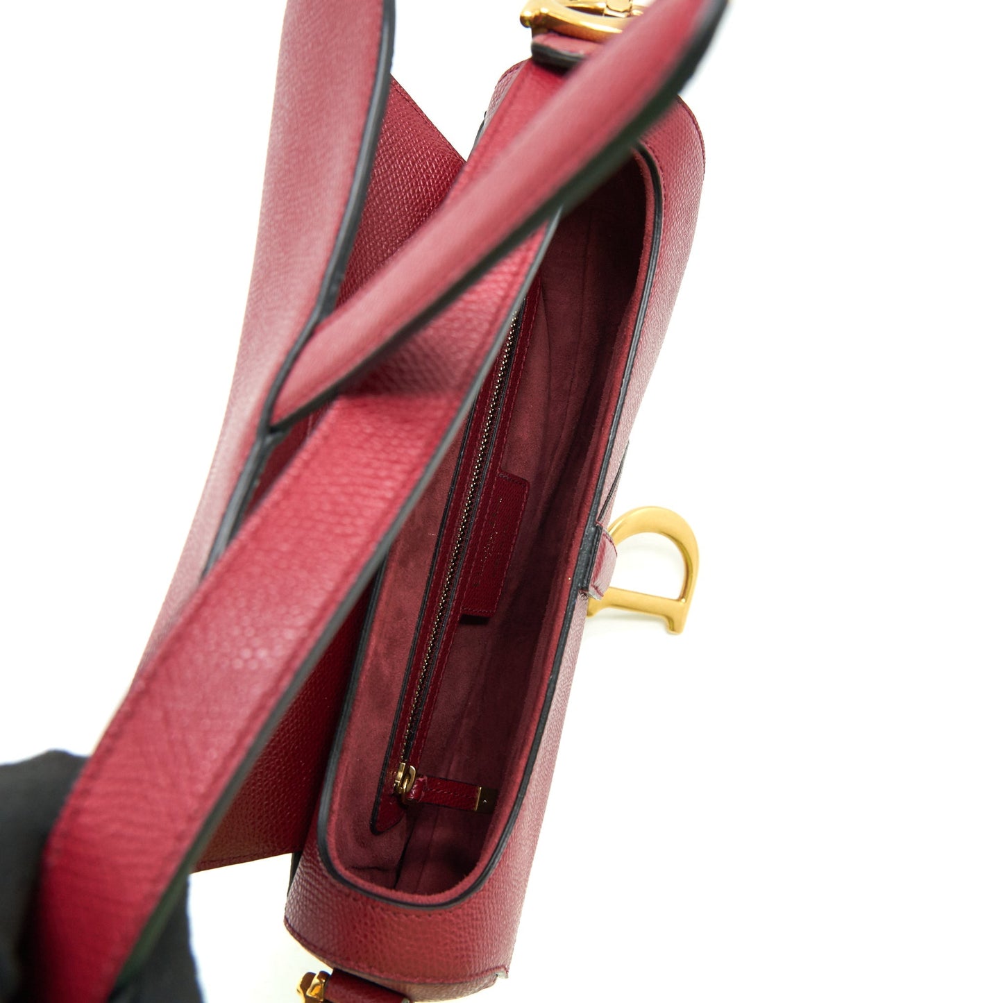 Luxury Dior Medium Saddle Bag Grained Calfskin Red GHW