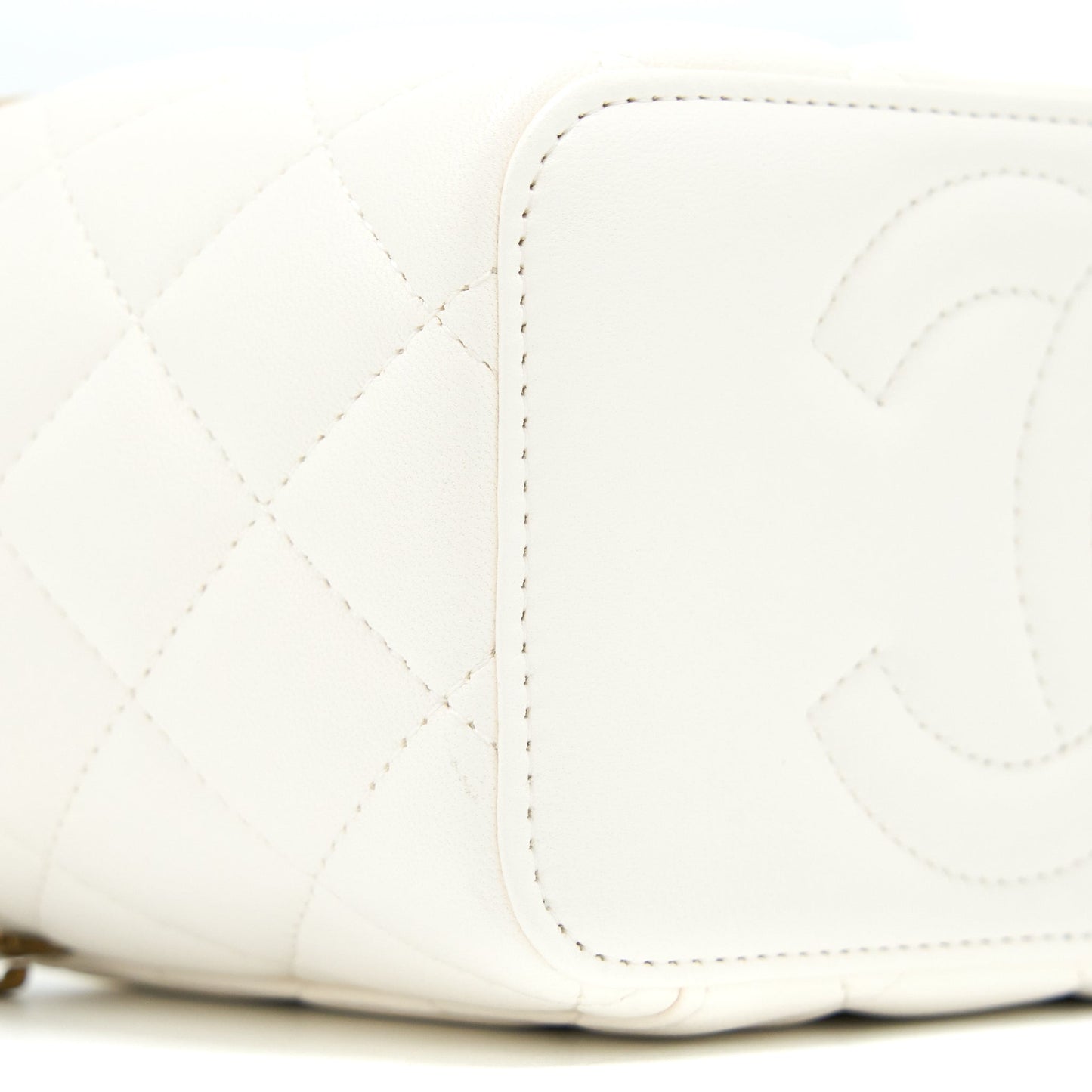 Chanel Coco Letter Long Vanity with Chain Lambskin White GHW
