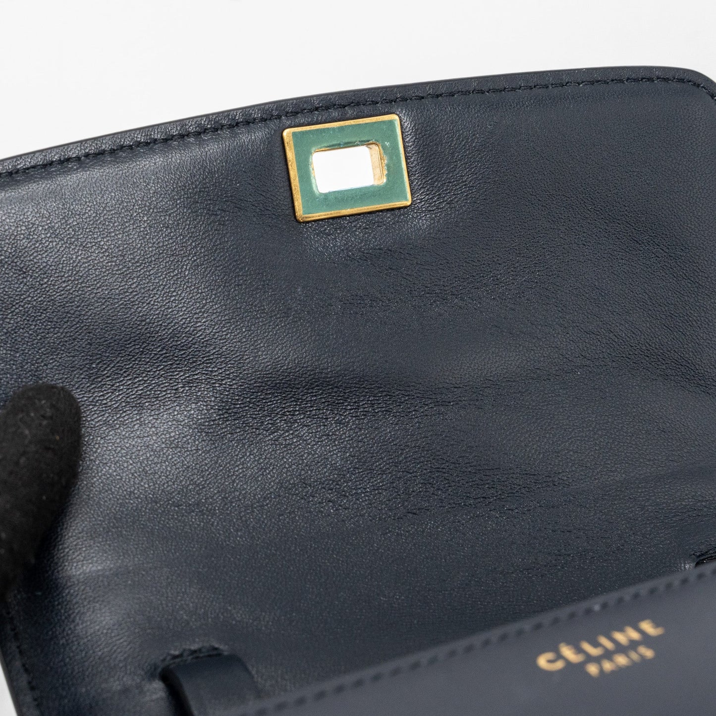Celine mini box bag calfskin dark blue GHW