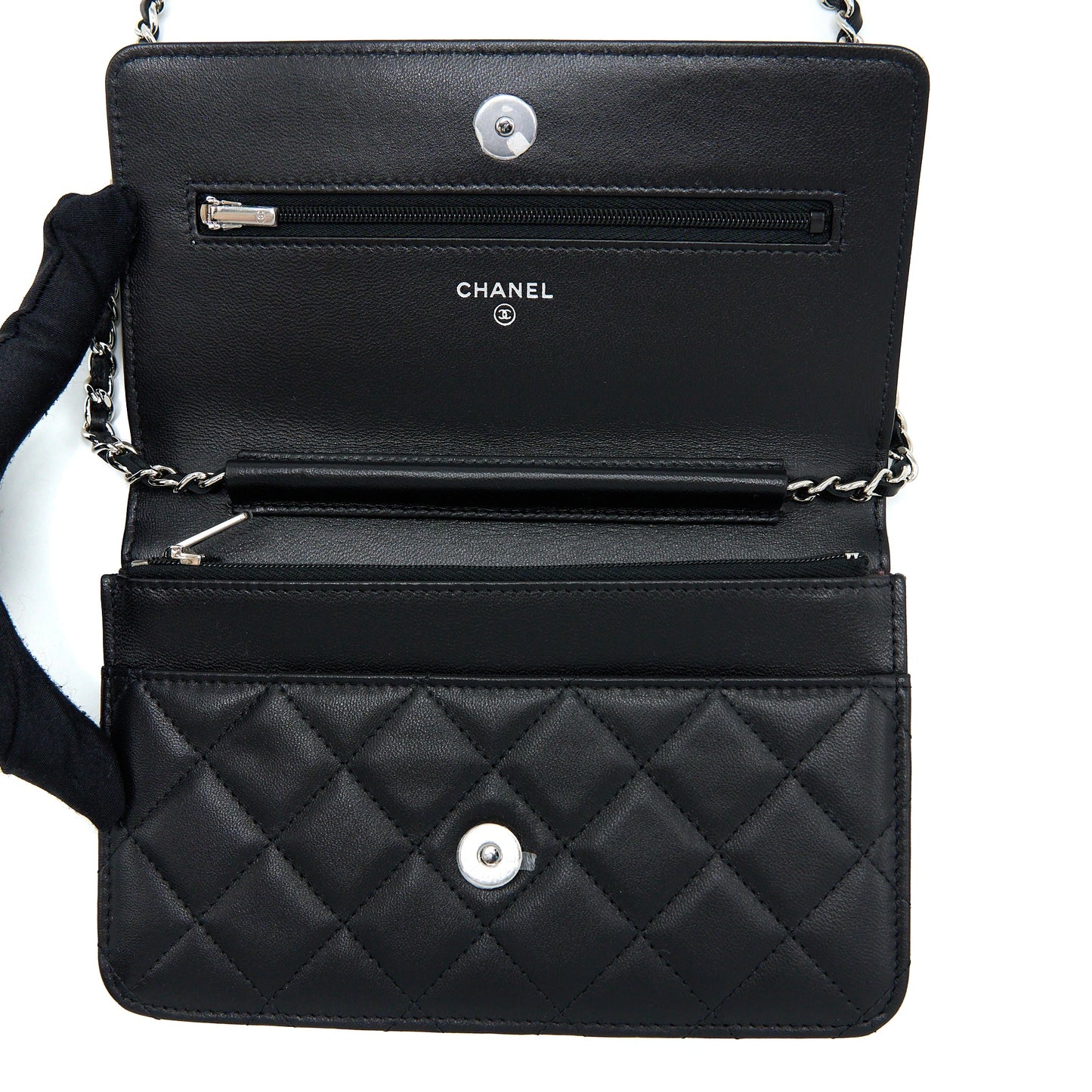 Chanel Classic Wallet on Chain Lambskin Black SHW (Microchip)