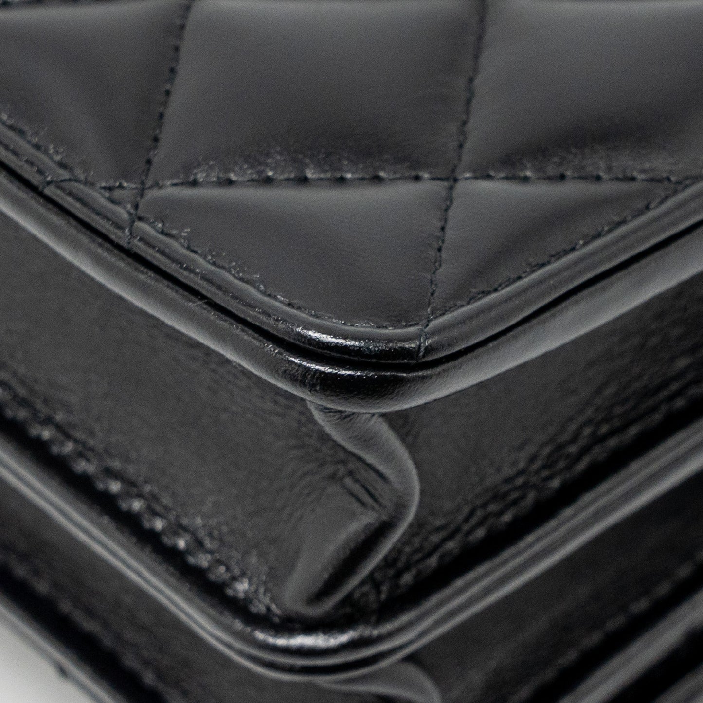 Chanel Top Handle Mini Wallet On Chain Calfskin Black GHW(microchip)