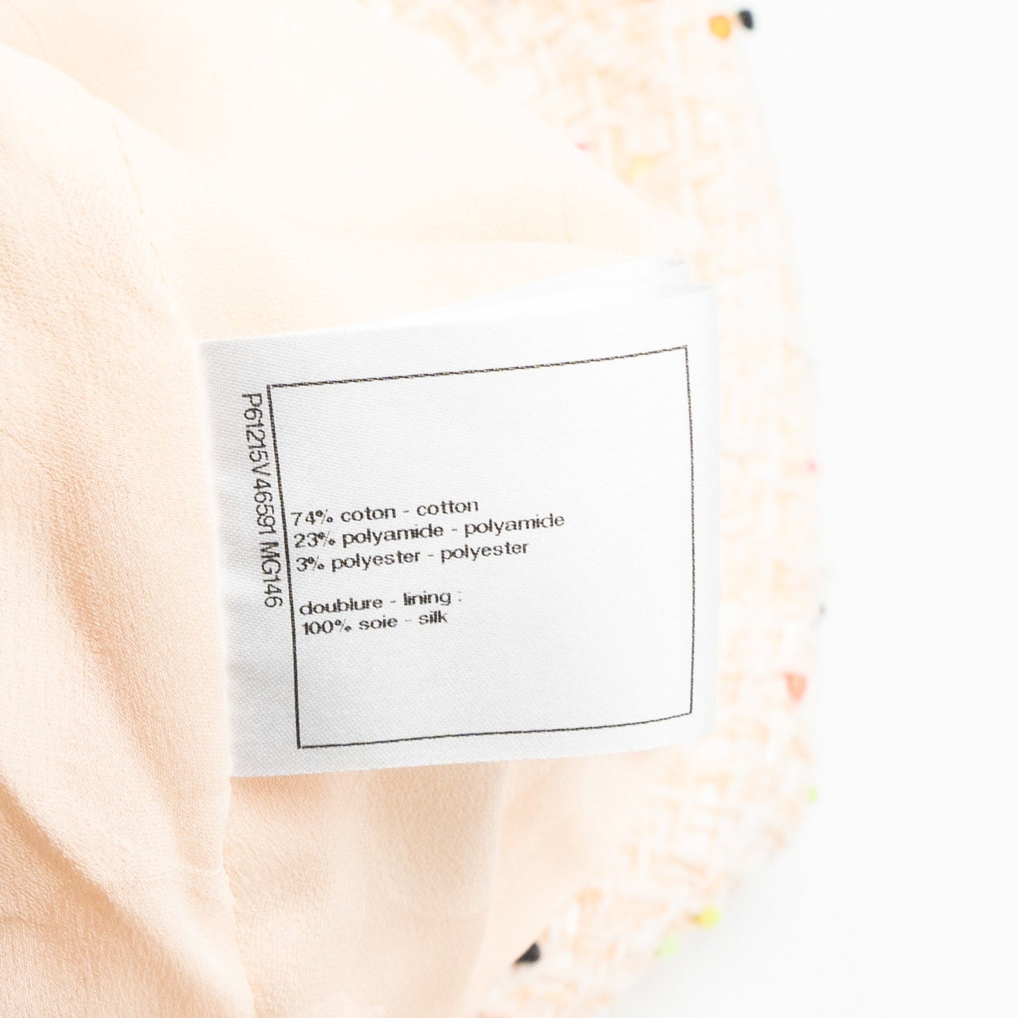 Chanel Size 34 Jacket Cotton Tweed Pink/White/Multicolour