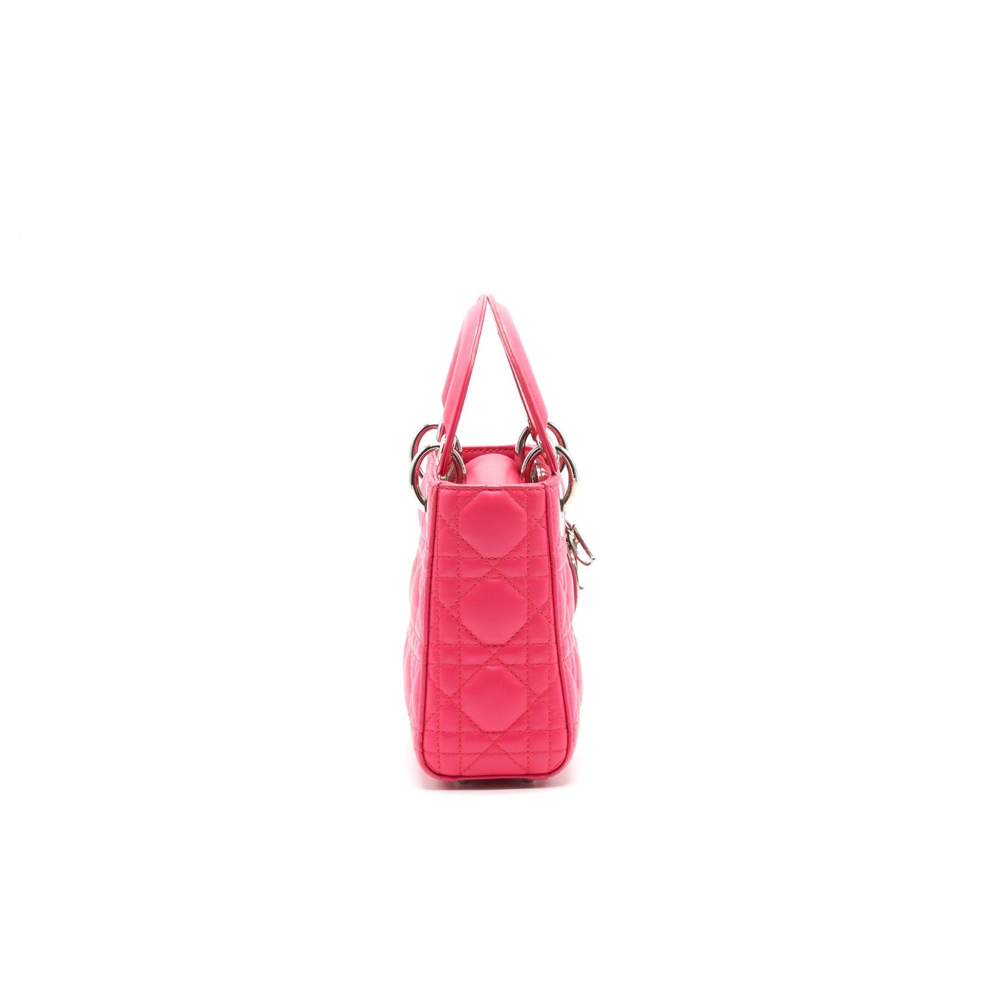 CHRISTIAN Luxury Dior MINI LADY Luxury Dior LAMBSKIN HOT PINK with SHW